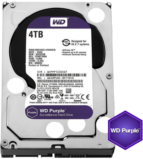 HDD 3.5 ** 4TB WD43PURZ WD Purple 24/7 5400RPM 256MB SATA3 - Слика 3