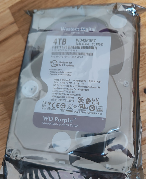HDD 3.5 ** 4TB WD43PURZ WD Purple 24/7 5400RPM 256MB SATA3 - Слика 2