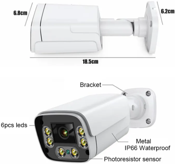 CAM-IP4MP-HAQ60D GMB kamera Xmeye app, 4MP, 2.8mm, POE, Mic, Dual-LED (IR+warm), IP66, POE, RJ45 - Слика 3