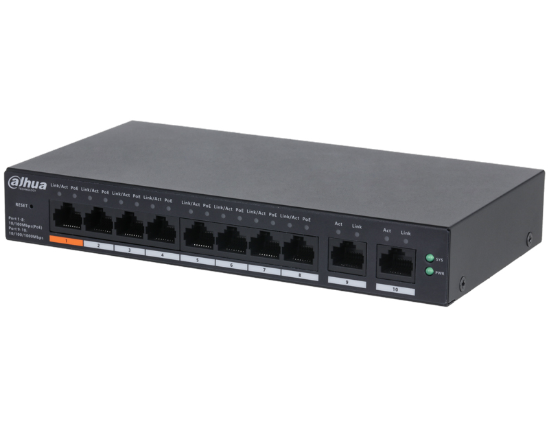 DAHUA CS4010-8ET-60 10-Port Cloud Managed Desktop Switch with 8-Port PoE - Слика 3
