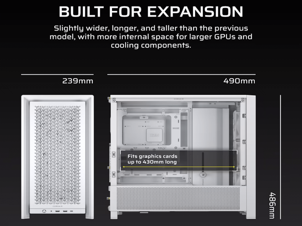 Kucište CORSAIR FRAME 4000D RS Mid-Tower/ATX/kaljeno staklo/bez napajanja/bela - Слика 2