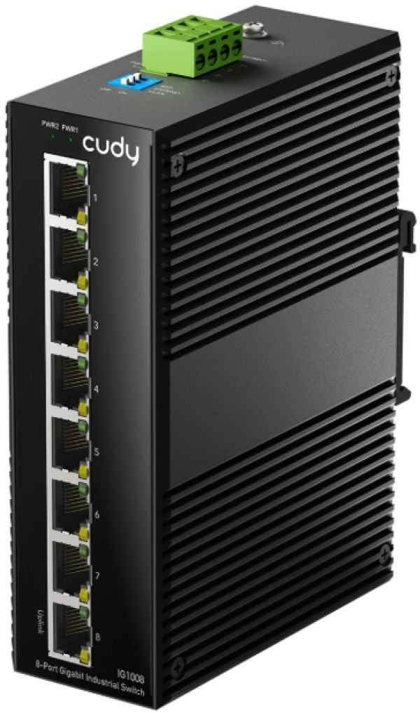 Cudy IG1008 8-Port Gigabit Industrial Switch, 8× GbE, Shielded, Dual-Power Redundancy, IP40 - Слика 3