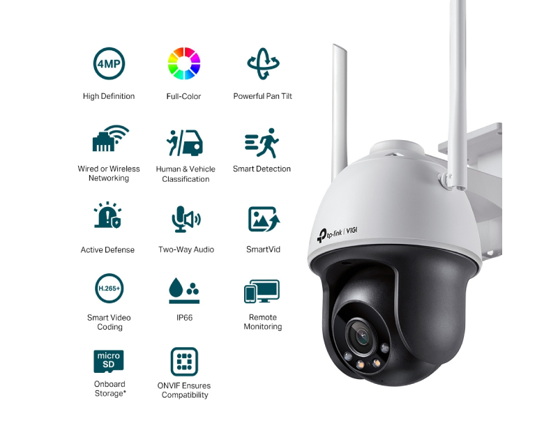 TP-LINK VIGI C540-W(4mm) 4MP spoljna color wifi PT network K - Слика 3