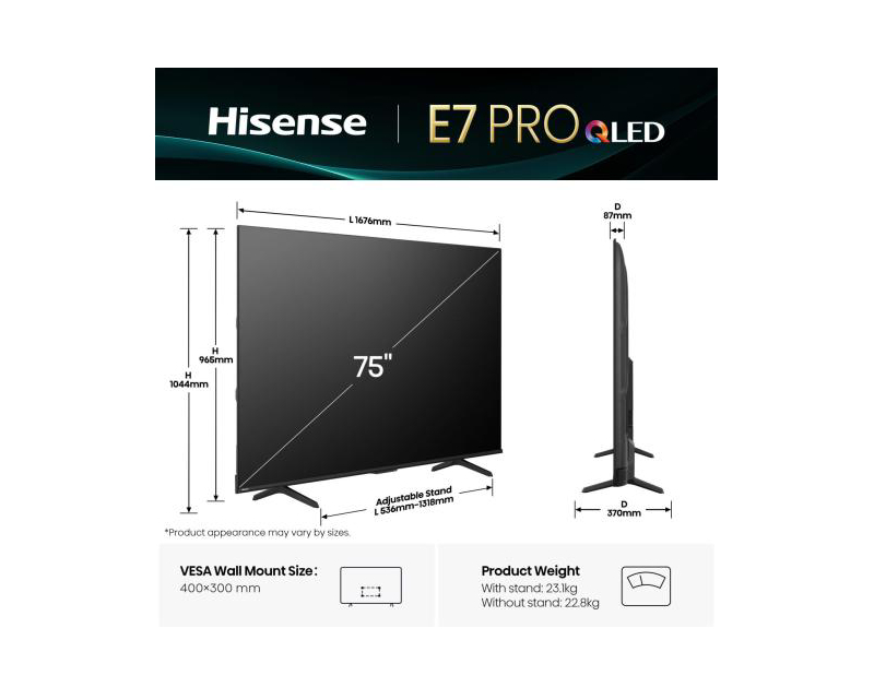 HISENSE 75 inča 75E7Q PRO QLED 4K UHD Smart TV - Слика 6