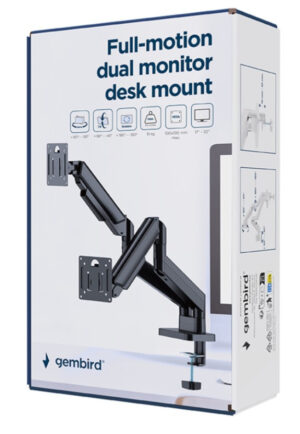 MA-DA2-06 Gembird Podesivi dupli stoni drzac za monitor, tilt, 17-32 max.10kg Black