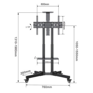 Xstand 32/75 gp Podni pokretni nosac za TV/VESA 600x400/maxTILT od+15-15/do 45kg/gornja polica