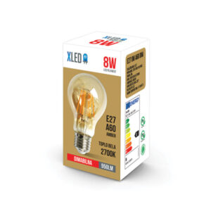 Xled E27 8W A60 Filament Sijalica dimabilna,2700K,220V,950Lm,60*108mm,Ra≥80 PF≥0.5 amber