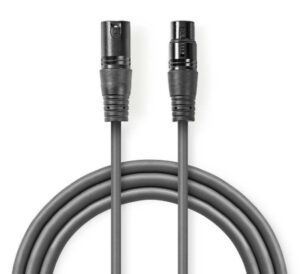 NEDIS COTG15012GY200 DMX Adapter Cable XLR 3-Pin muski na XLR 3-Pin zenski, Nickel Plated, 20m, Round, PVC