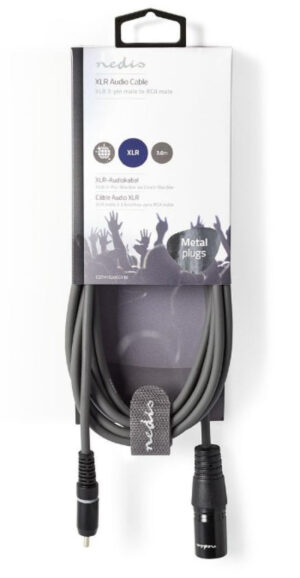 NEDIS COTH15205GY30 Unbalanced Audio Cable XLR 3-Pin muski na RCA muski, 3m, PVC, Dark Grey