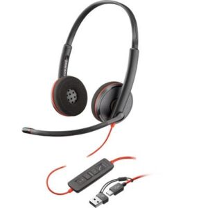 HP PSG Poly Blackwire 3325 Stereo Microsoft Teams Certified USB-C Headset +3.5mm Plug +USB-C/A Adapter (8X2