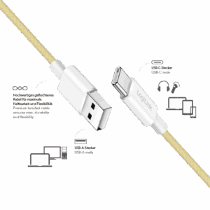 Logilink USB 2.0 Type C cable, C/M na USB - A/M, žuta, 1.0m