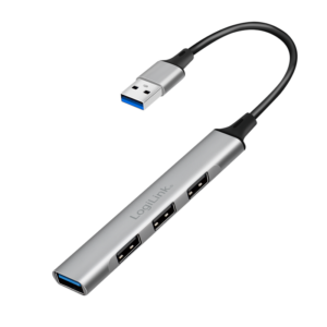 Logilink HUB 3.0, 4 x USB-A, ultra slim, aluminimum, siva