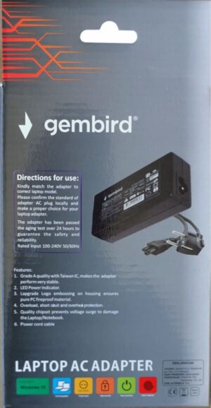 NPA65-185-3500 (HP06) ** Gembird punjac za laptop 65W-18.5V-3.5A, 4.8x1.7mm yellow (820)