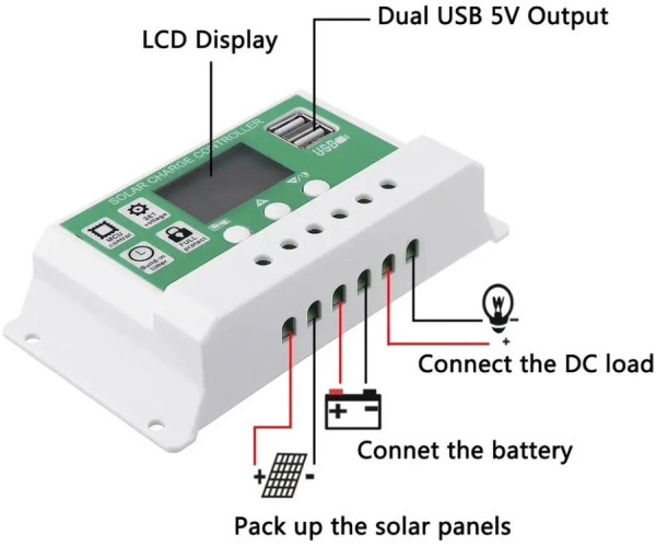 GEMBIRD SOL-CONTROL30AG GMB PV solarni regulator punjenja 30A/20A/10A 12V/24V automatski podesivi PWM LCD - Слика 3