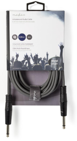 NEDIS COTH23000GY50 Mono audio kabl, 6.35 mm Muski na 6.35 mm Muski, Nickel Plated, 5.00 m, Okrugli, PVC