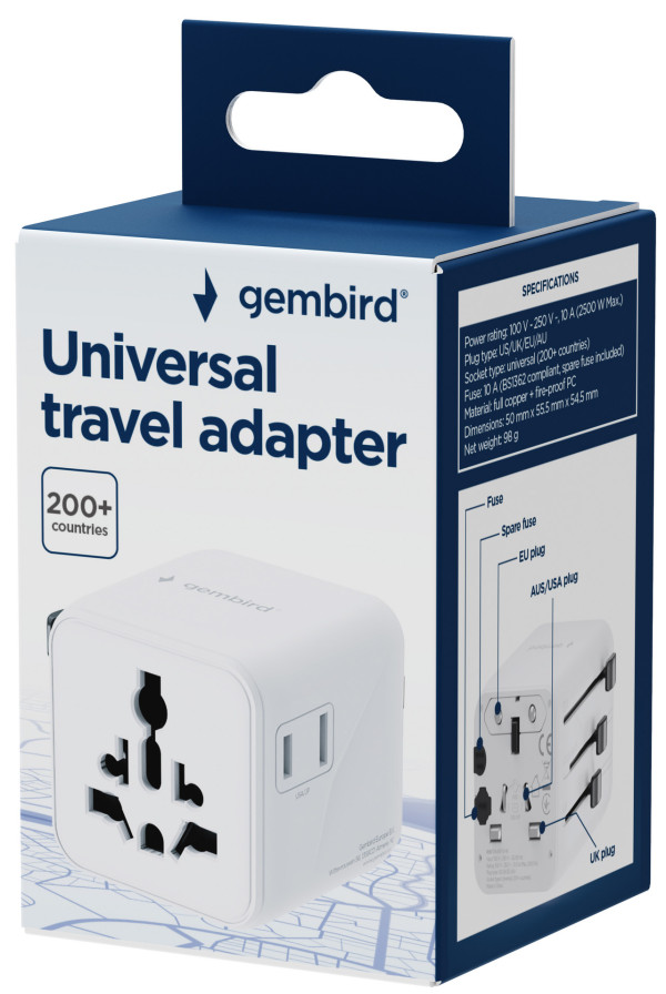Travel adapter TPA-INT-01-W Gembird Univerzalni - Слика 2