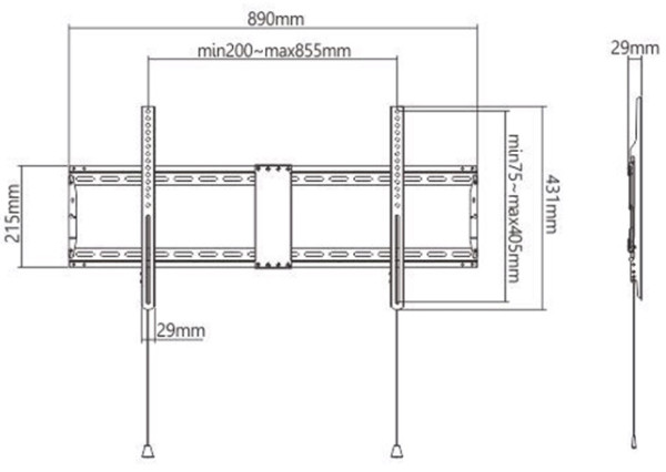 WM-90F-01 Gembird TV nosac fiksni VESA max 80x40cm, 37-86 max.70kg - Слика 3