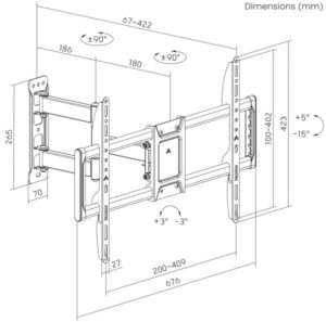 WM-90ST-01 Gembird pokretni TV nosac VESA max 60x40cm, 37-90 max.50kg