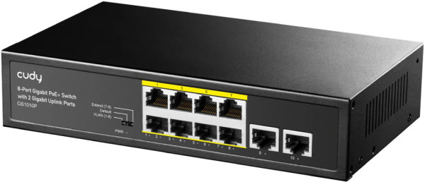 Cudy GS1010P 8-Port Gigabit PoE+ Switch with 2 Gigabit Uplink ports, PoE 30W - Слика 2