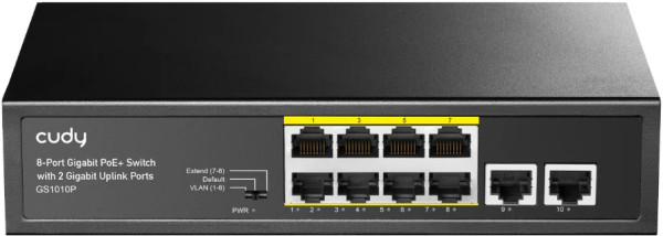 Cudy GS1010P 8-Port Gigabit PoE+ Switch with 2 Gigabit Uplink ports, PoE 30W - Слика 3