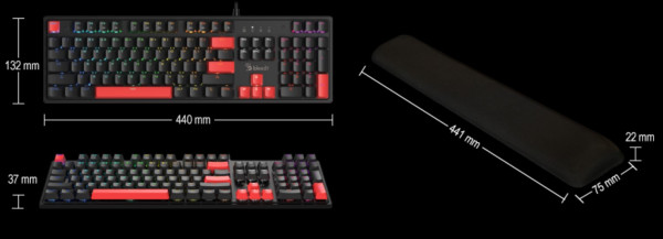 A4 TECH A4-S525N A4Tech Bloody Mehanicka RGB Gejmerska tastatura + Oslonac za zglob - Слика 2