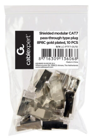 LC-PTF7-01/10 Gembird Zasticeni modularni CAT7 prolazni utikac 15u pozlacen, FTP, SFTP, 10 kom.