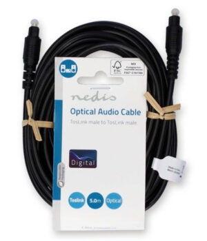 NEDIS CAGL25000BK50 Opticki kabl TosLink muski - TosLink muski, 5m, Okrugli, PVC, Crni
