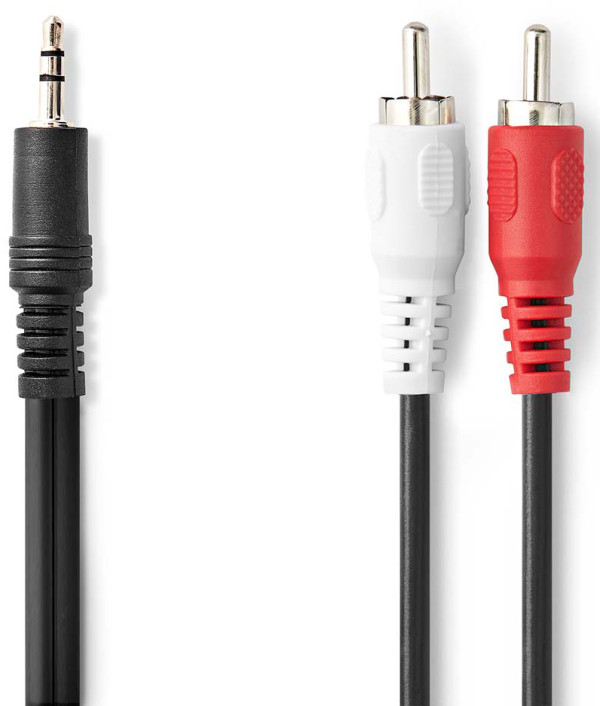 NEDIS CAGL22200BK15, Stereo audio kabl 3,5 mm muški, 2x RCA muški, Niklovani, 1,50 m, Crni - Слика 3