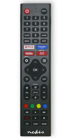 NEDIS TVRC45HIBK Univerzalni daljinski upravljac za Hisense Amazon Prime/Disney+/Netflix/ Rakuten