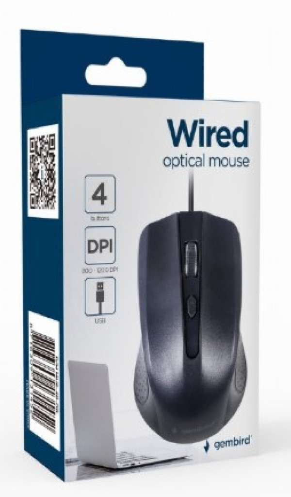 MUS-4B-01L Gembird Opticki mis 800-1200Dpi 4-button black 99mm USB kabl 1,8m - Слика 3