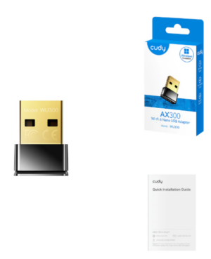 Cudy WU300, AX300 Wi-Fi 6 Nano USB adapter, 2.4 GHz, 286 Mbps
