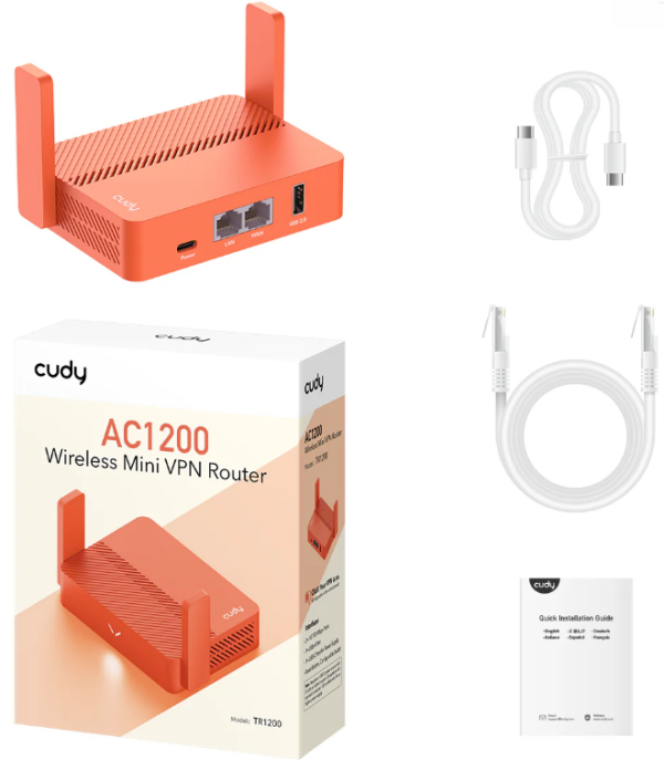 Cudy TR1200,AC1200 Wi-Fi Mini VPN Router,USB 2.0, 867 Mbps + 300 Mbps Wi-Fi - Слика 2