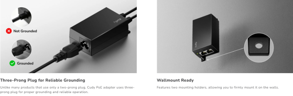 Cudy POE48-18W,Gigabitni pasivni PoE adapter,10/100/1000 Mbps - Слика 2