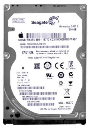 HDD 2.5 * 500GB ST9500325ASG SEAGATE 5400rpm 8mn SATA 9.5mm