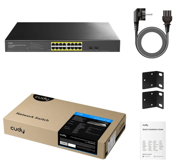 Cudy GS1016EPS2 V1.0 Switch 16× GbE with 802.3at/af Mode A PoE 2× 1.25G SFP 200W Power Supply - Слика 5
