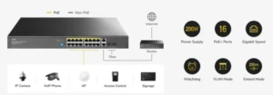 Cudy GS1018PS2 V3.0 Switch Gigabit RJ45 portovi:18  PoE portovi: 16  30W