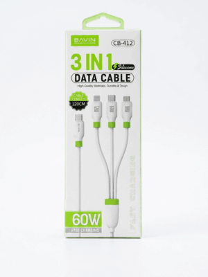 Bavin kabl 3u1 60W Type C na Type Lightning/C/Micro 120cm bela - CB412