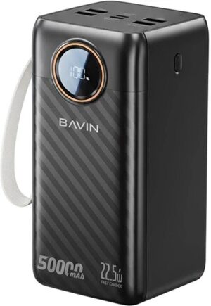 Bavin Power Bank 50000 mAh 22.5W type USB, Lightning, C PC1157S crna