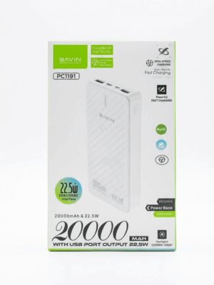 Bavin Power Bank 20000 mAh 22.5W PC1191 bela