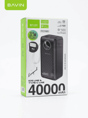 Bavin Power Bank 40000 mAh 22.5W type USB A + type C PC1156S crna