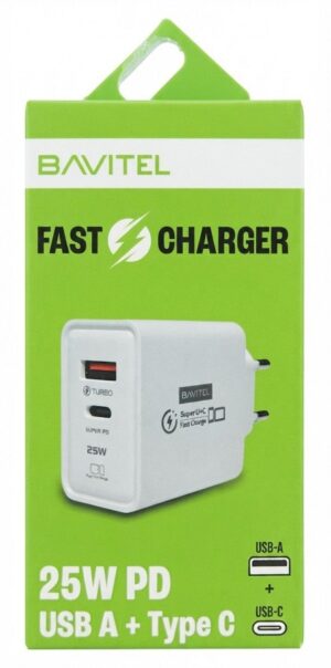 BAVIN Bavitel punjač 25W Usb A+ Type C bela