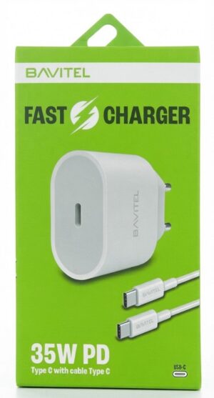 BAVIN Bavitel brzi punjač 35W (za iPhone 15/16/17 PD )  Type C + kabl Type C bela
