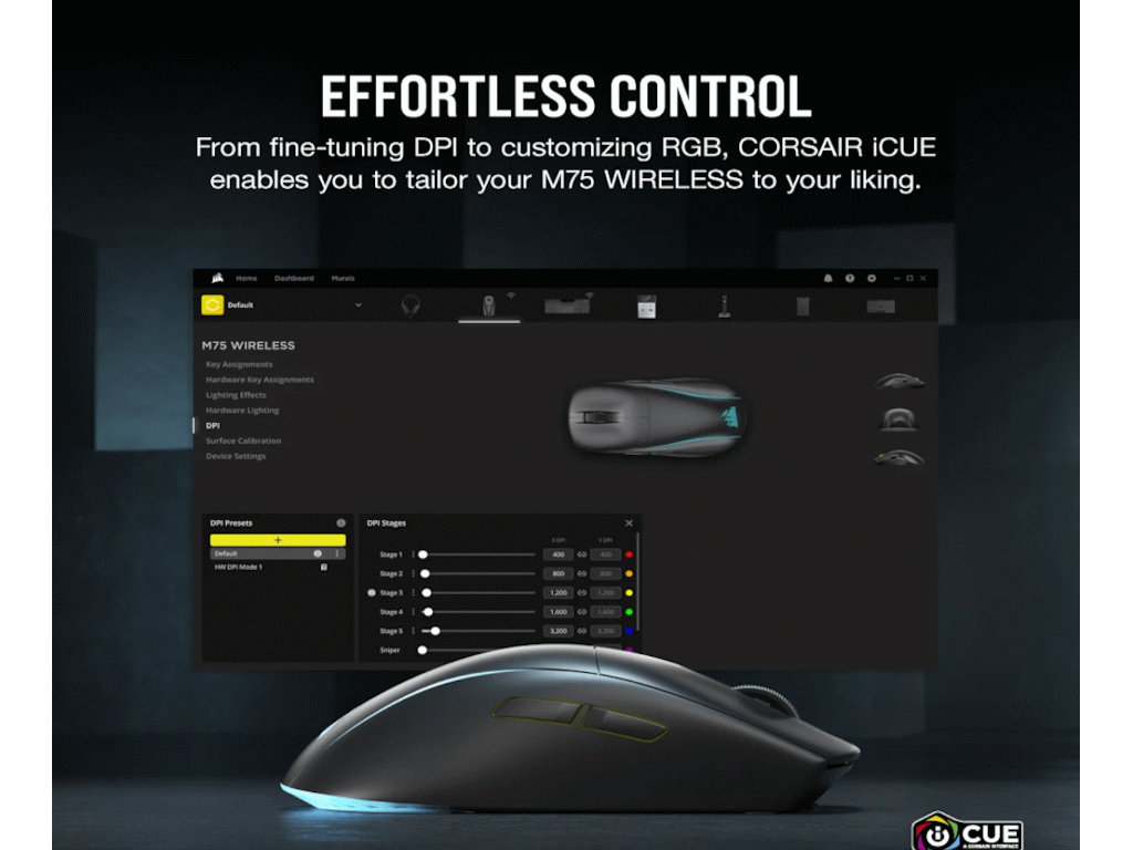 Miš CORSAIR M75 bežicni/CH-931D010-EU/RGB/gaming/crna - Слика 6