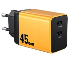 WEKOME Superbrzi Strujni GaN Punjac, 2-porta USB (2 x 3.1 tipC) 45W, žuti WP-U33