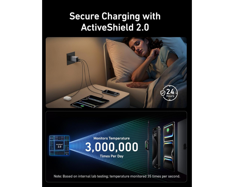 ANKER Prime 100W GaN zidni brzi punjač, 3-porta (2x USB-C i 1x USB-A) srebrni - Слика 5