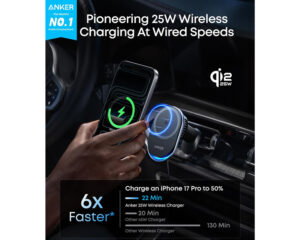 ANKER Prime 25W MagGo bežični + auto punjač sa USB-C M/M kablom, crni