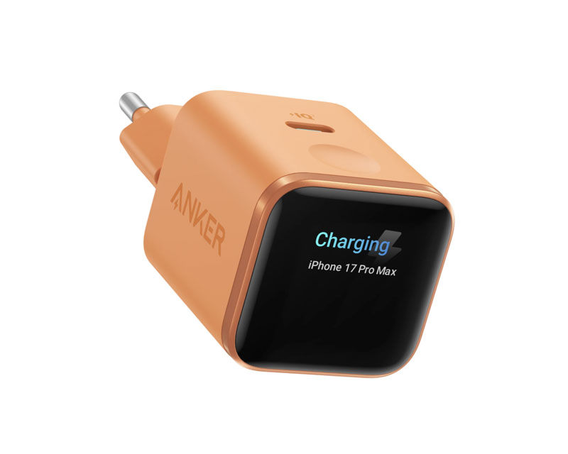ANKER Nano 45W putni zidni punjač sa ekranom, USB-C port, narandžasti - Слика 3