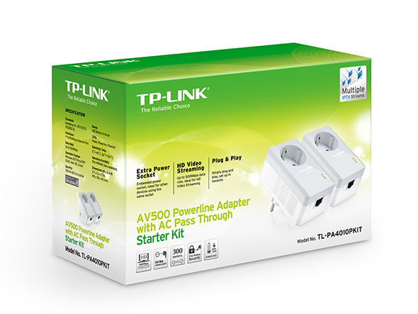Powerline adapter TP-LINK TL-PA4010P KIT AV600/600Mbps/Homeplug AV/uticnica/300m - Слика 2