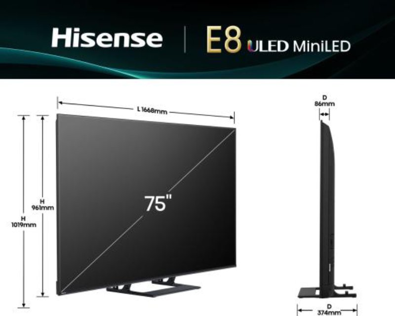HISENSE 75 inča 75E8Q Mini-LED 4K UHD Smart TV - Слика 3