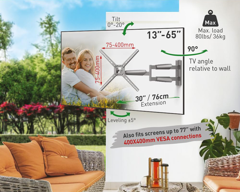 BARKAN BM343XLOD LCD TV zglobni zidni nosač do 65 inča sivi - Слика 3